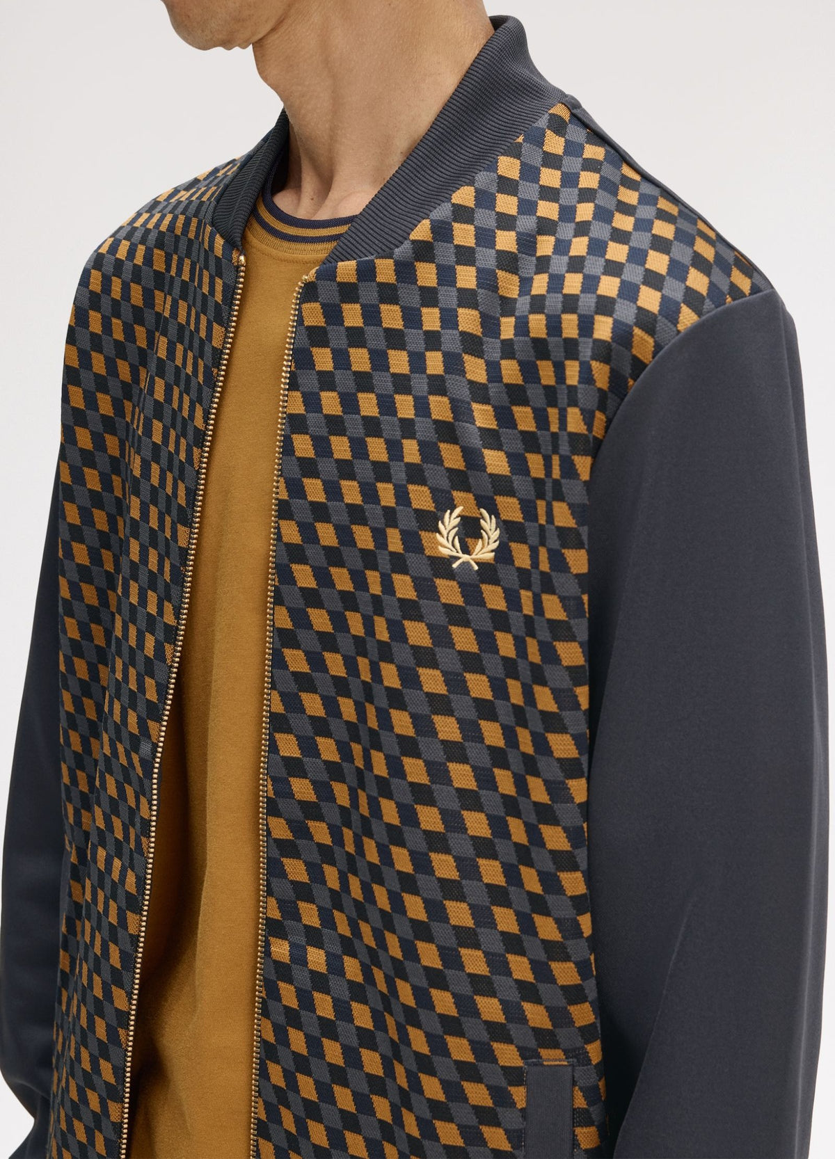 FRED PERRY JACQUARD GEOMETRIC PRINT TRACK JACKET ANCHOR GREY XL RRP £130 BNWT