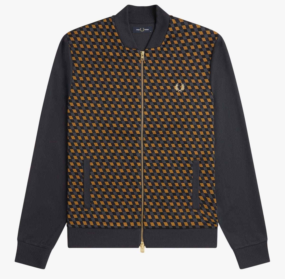 FRED PERRY JACQUARD GEOMETRIC PRINT TRACK JACKET ANCHOR GREY XL RRP £130 BNWT