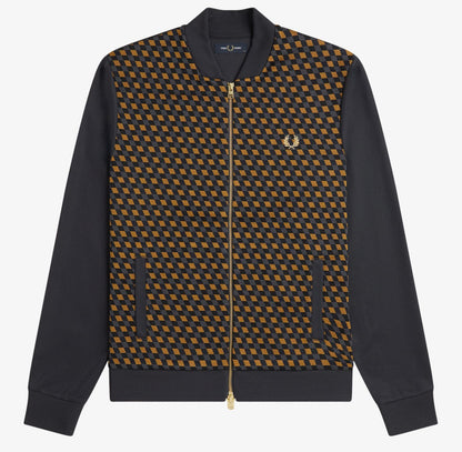 FRED PERRY JACQUARD GEOMETRIC PRINT TRACK JACKET ANCHOR GREY XL RRP £130 BNWT