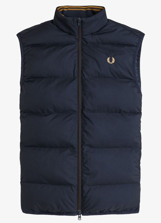 FRED PERRY INSULATED PUFFA GILET NAVY BLUE LARGE RRP £140 BNWT