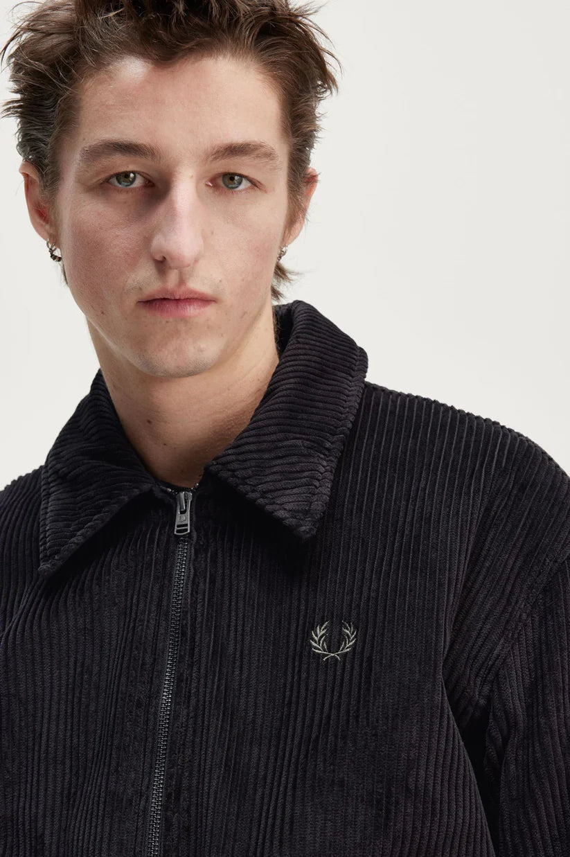 FRED PERRY SHERPA COLLAR CORDUROY COTTON BOMBER JACKET BLACK 2XL RRP £285 BNWT