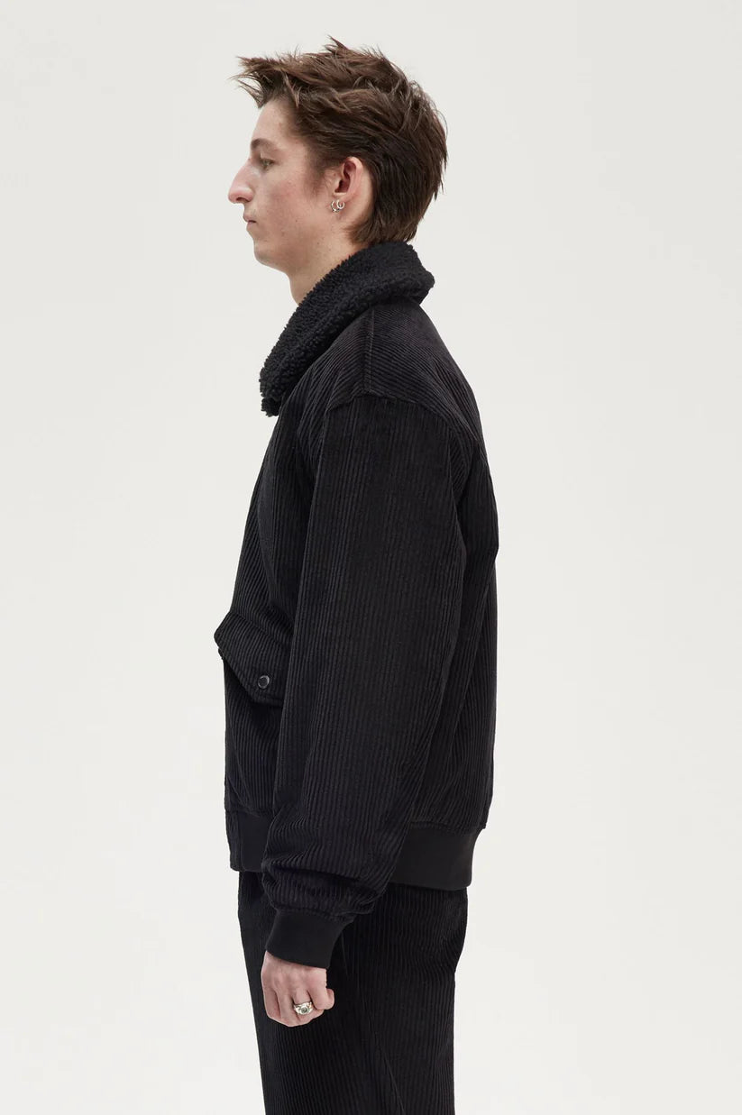 FRED PERRY SHERPA COLLAR CORDUROY COTTON BOMBER JACKET BLACK 2XL RRP £285 BNWT
