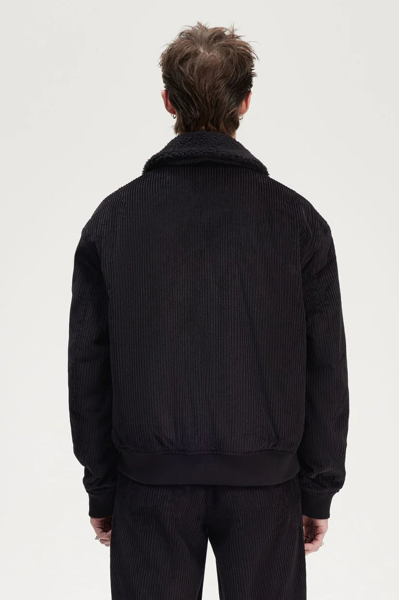 FRED PERRY SHERPA COLLAR CORDUROY COTTON BOMBER JACKET BLACK 2XL RRP £285 BNWT
