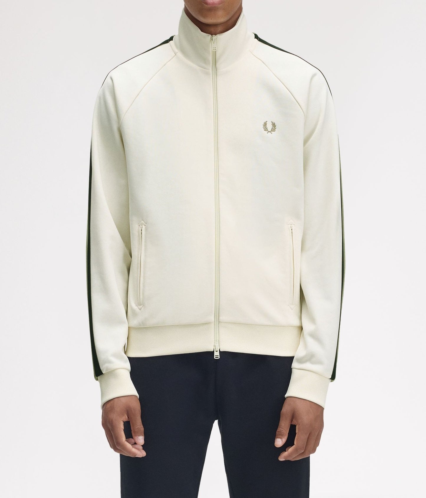 FRED PERRY TWO COLOUR TAPE TRACK JACKET CREAM 2XL RRP £130 BNWT