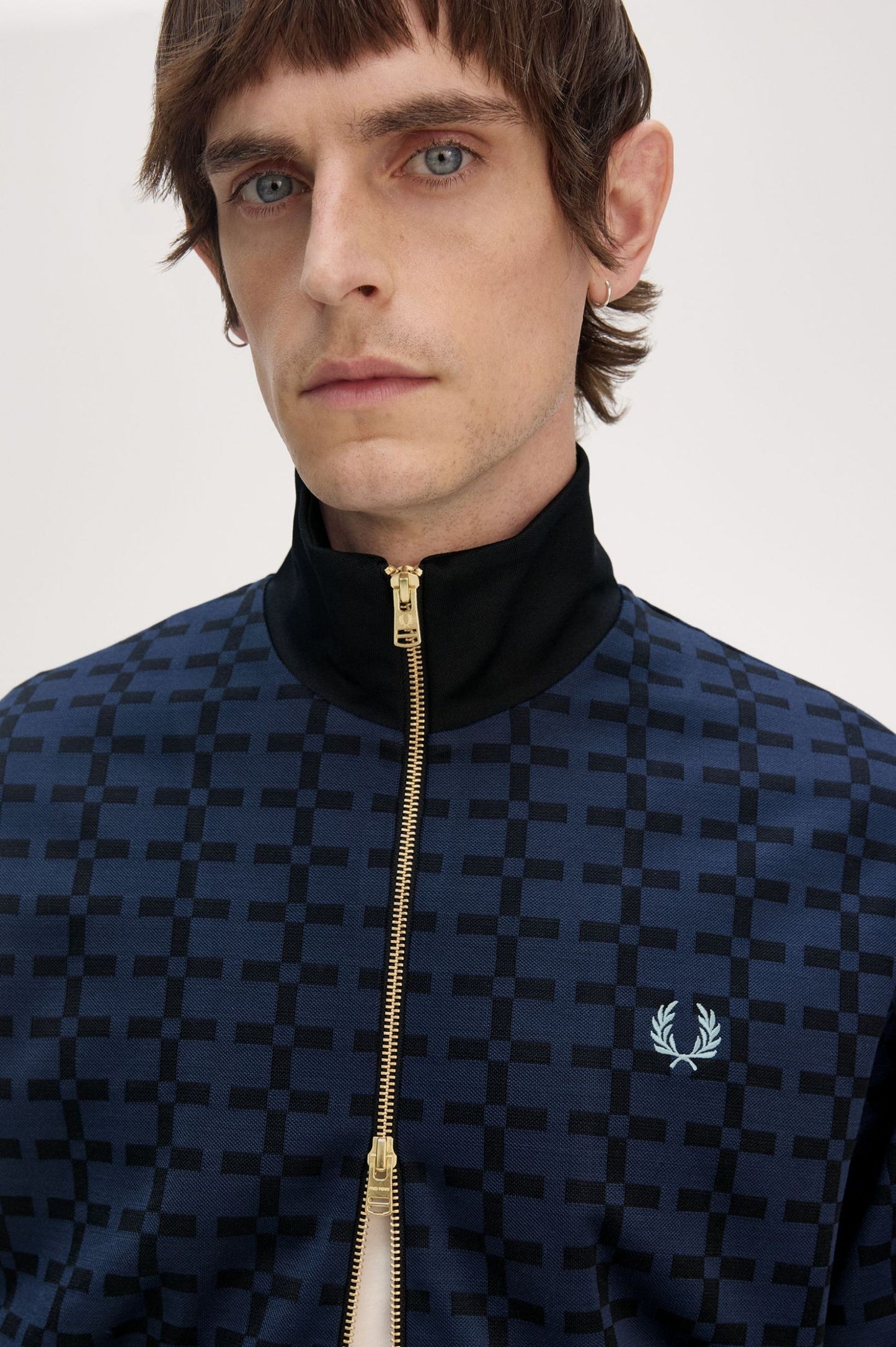 FRED PERRY JACQUARD GEOMETRIC PRINT TRACK JACKET NAVY BLUE 2XL RRP £175 BNWT