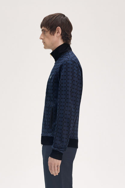 FRED PERRY JACQUARD GEOMETRIC PRINT TRACK JACKET NAVY BLUE 2XL RRP £175 BNWT