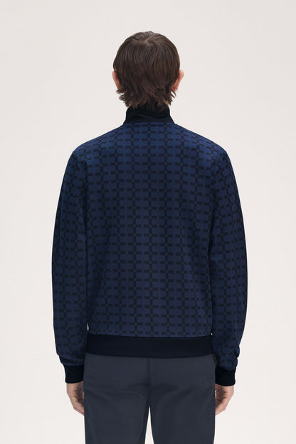 FRED PERRY JACQUARD GEOMETRIC PRINT TRACK JACKET NAVY BLUE 2XL RRP £175 BNWT