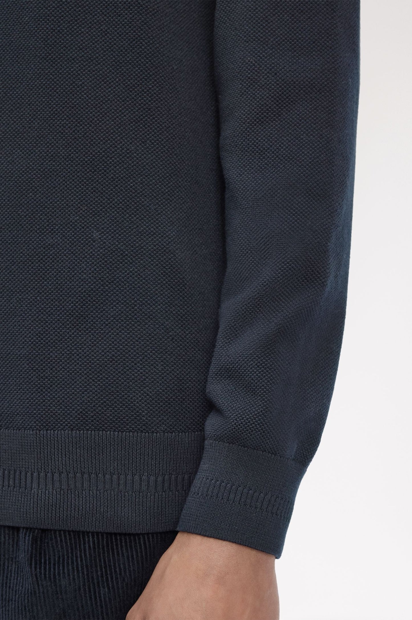 FRED PERRY PIQUE STITCH CREW NECK JUMPER NAVY 2XL RRP £100 BNWT