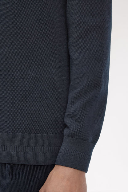 FRED PERRY PIQUE STITCH CREW NECK JUMPER NAVY 2XL RRP £100 BNWT