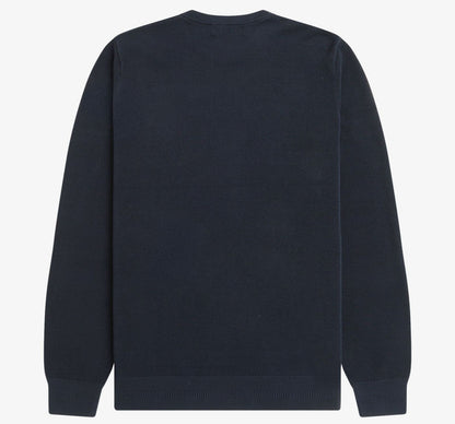 FRED PERRY PIQUE STITCH CREW NECK JUMPER NAVY 2XL RRP £100 BNWT