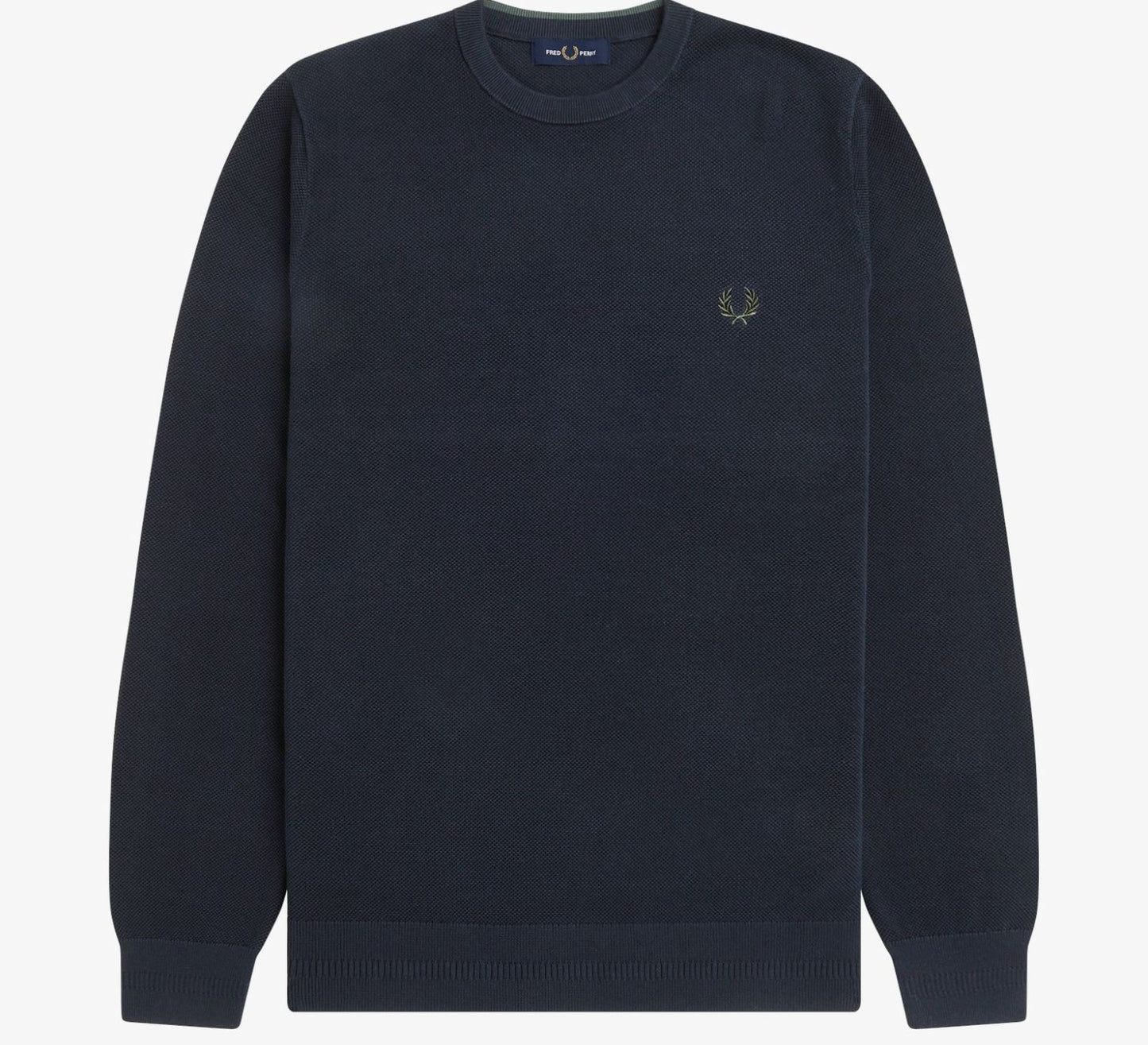 FRED PERRY PIQUE STITCH CREW NECK JUMPER NAVY 2XL RRP £100 BNWT