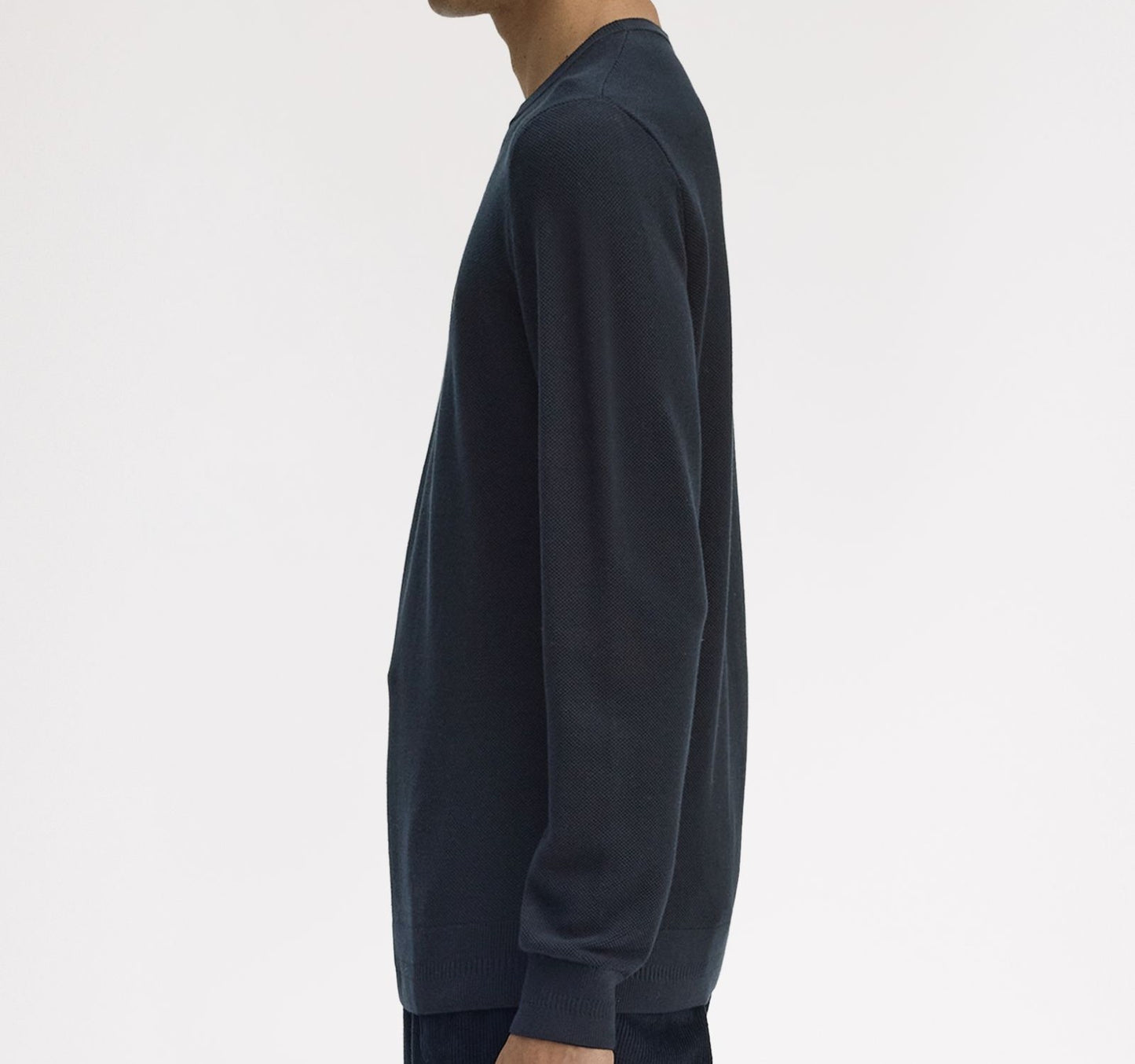 FRED PERRY PIQUE STITCH CREW NECK JUMPER NAVY 2XL RRP £100 BNWT