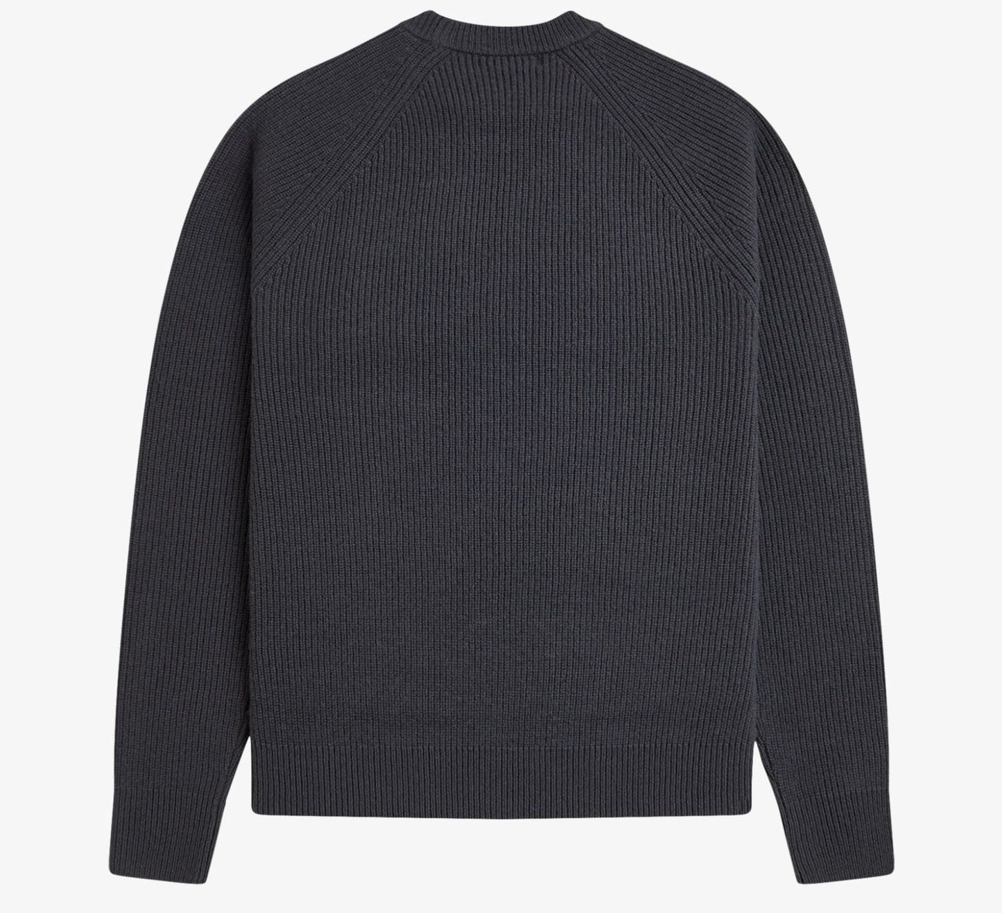 FRED PERRY RAGLAN TEXTURED CREW NECK LAMBS WOOL JUMPER GREY XL RRP £155 BNWT