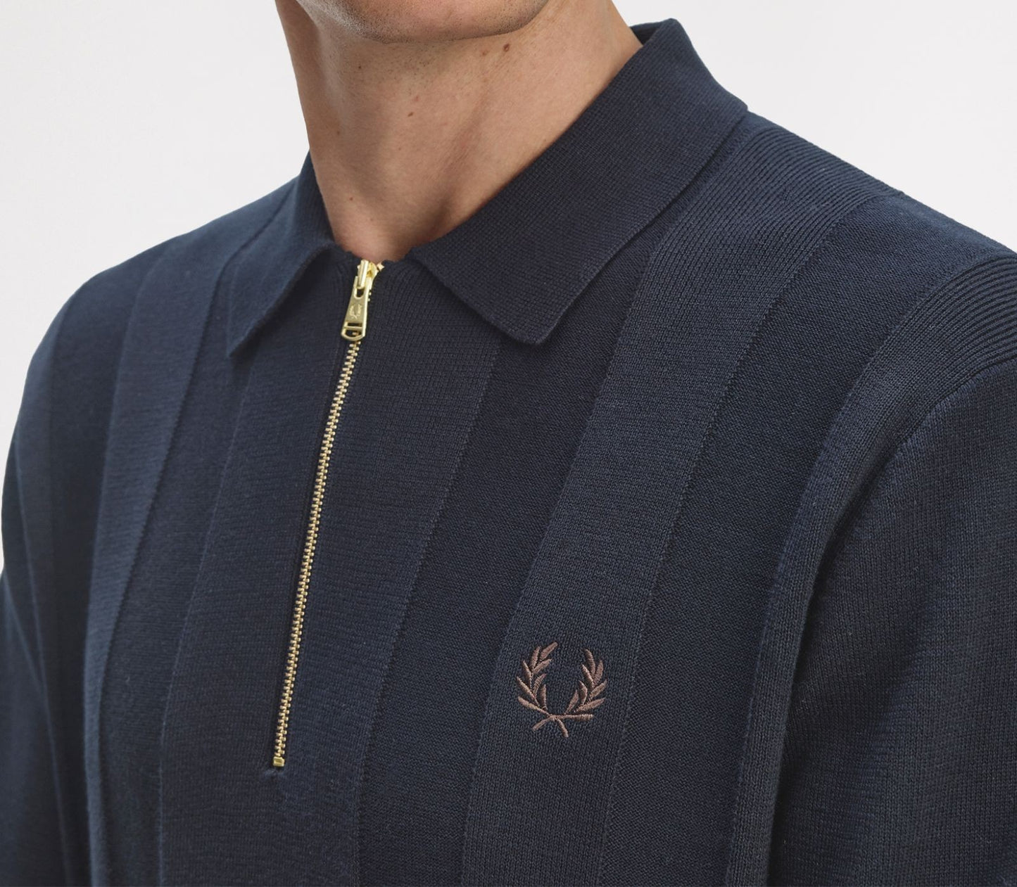 FRED PERRY TONAL STRIPE KNIT POLO JUMPER NAVY XL RRP £150 BNWT