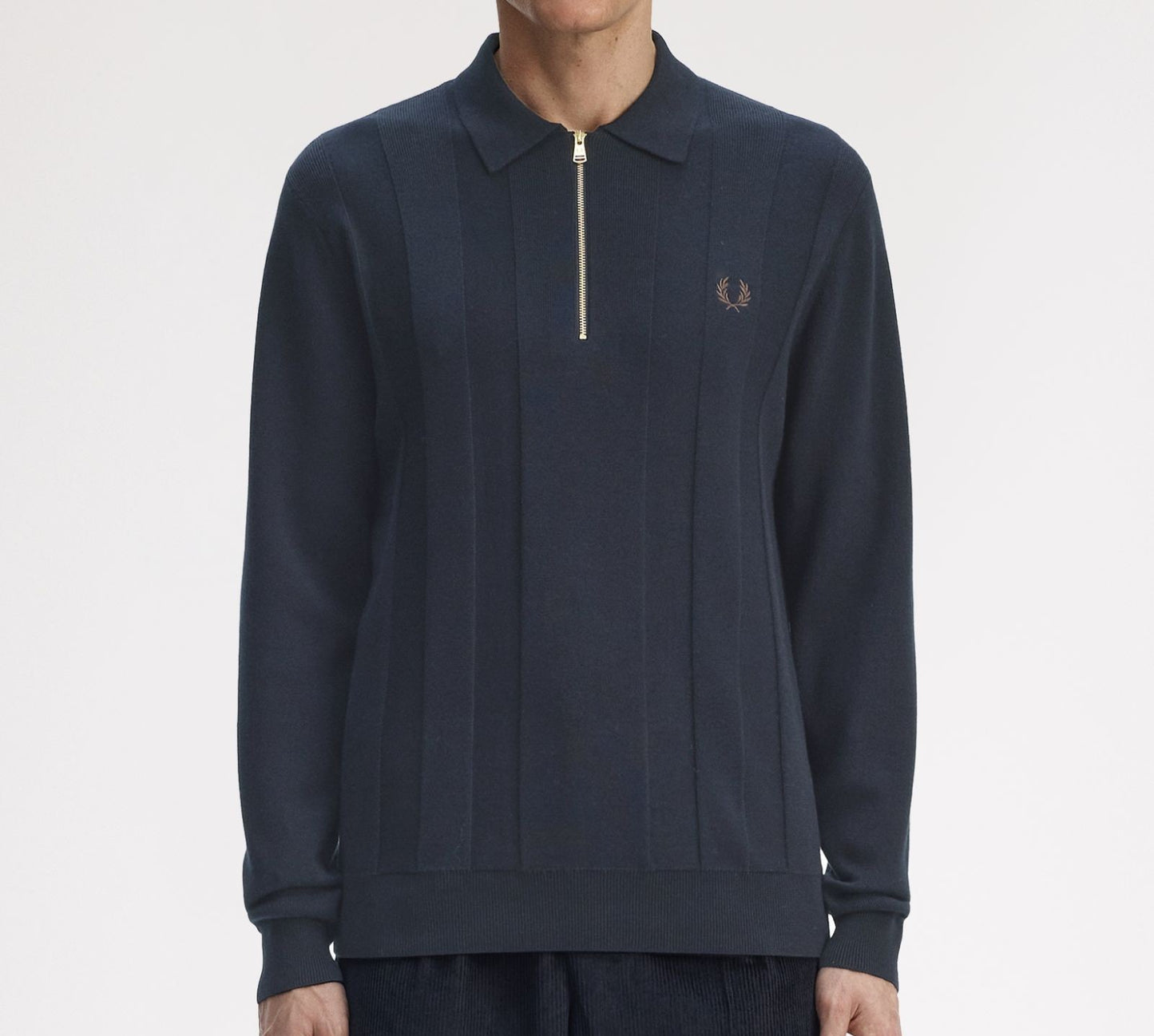 FRED PERRY TONAL STRIPE KNIT POLO JUMPER NAVY XL RRP £150 BNWT