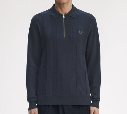FRED PERRY TONAL STRIPE KNIT POLO JUMPER NAVY XL RRP £150 BNWT