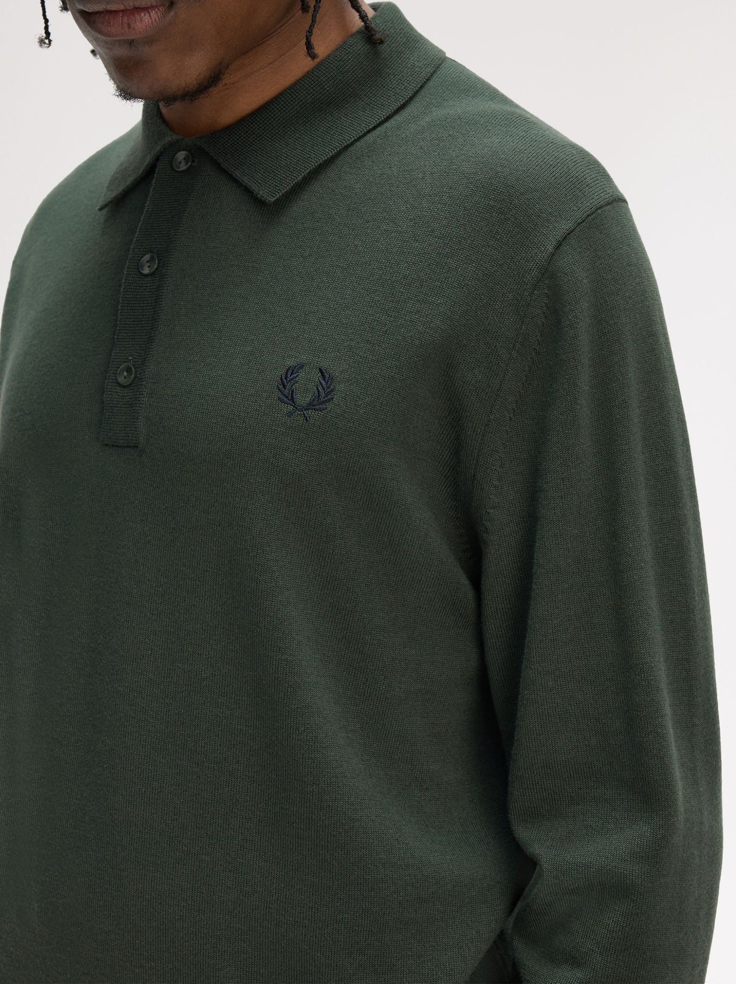 FRED PERRY MERINO WOOL BLEND KNIT POLO JUMPER COURT GREEN RRP £140 BNWT