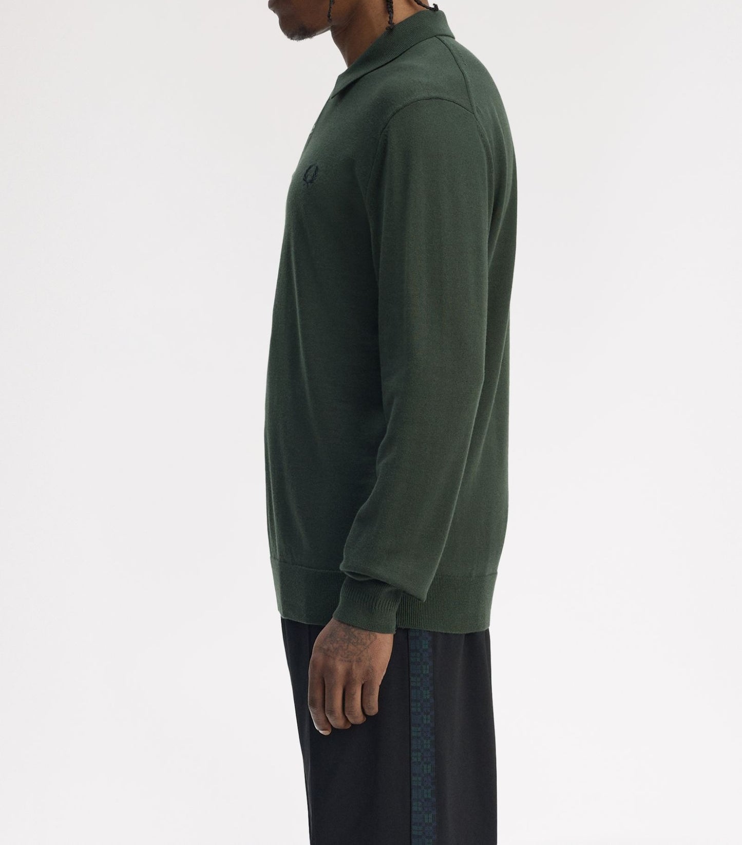 FRED PERRY MERINO WOOL BLEND KNIT POLO JUMPER COURT GREEN RRP £140 BNWT