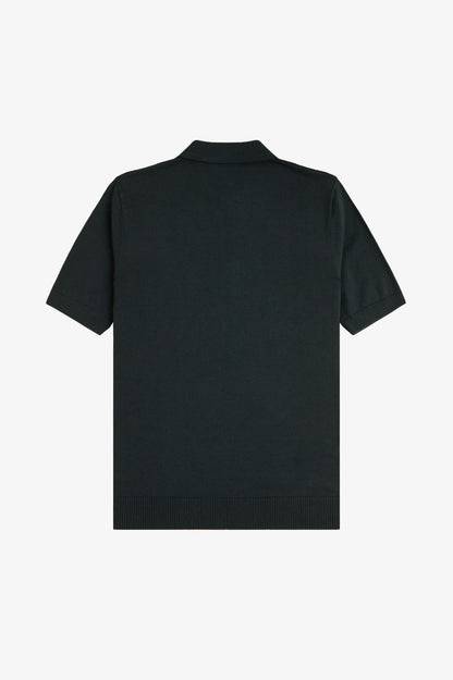 FRED PERRY WAFFLE KNITTED COTTON POLO SHIRT NIGHT GREEN K8555 2XL RRP £100 BNWT