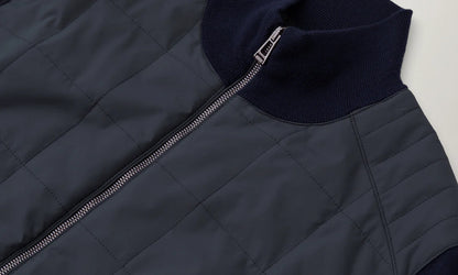 BELSTAFF KELBROOK MIXED MEDIA ZIPPED CARDIGAN JUMPER WASHED NAVY RRP £275