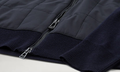 BELSTAFF KELBROOK MIXED MEDIA ZIPPED CARDIGAN JUMPER WASHED NAVY RRP £275