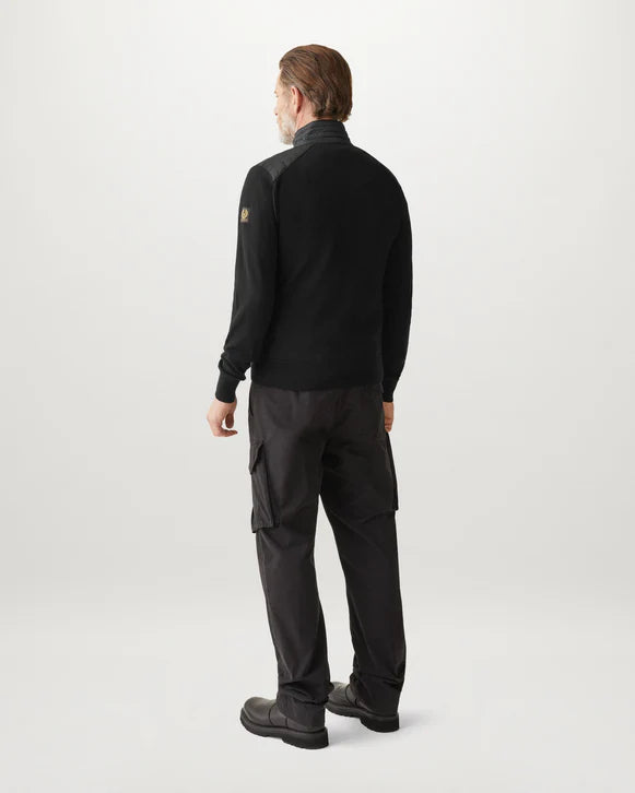 BELSTAFF KELBY MIXED MEDIA ZIP CARDIGAN JUMPER BLACK XL RRP £250 BNWT