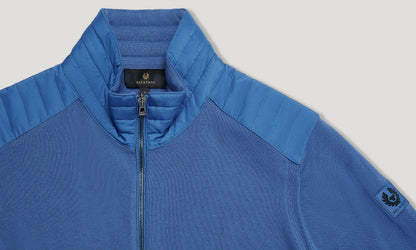 BELSTAFF KELBY MERINO WOOL MIXED MEDIA ZIPPED CARDIGAN MARINE BLUE RRP £250