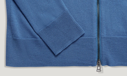 BELSTAFF KELBY MERINO WOOL MIXED MEDIA ZIPPED CARDIGAN MARINE BLUE RRP £250