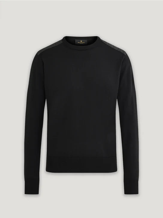 BELSTAFF KERRIGAN CREW NECK MERINO WOOL JUMPER BLACK RRP £175 BNWT
