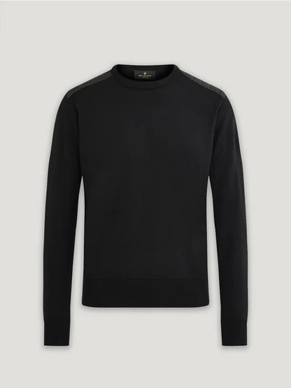 BELSTAFF KERRIGAN CREW NECK MERINO WOOL JUMPER BLACK RRP £175 BNWT