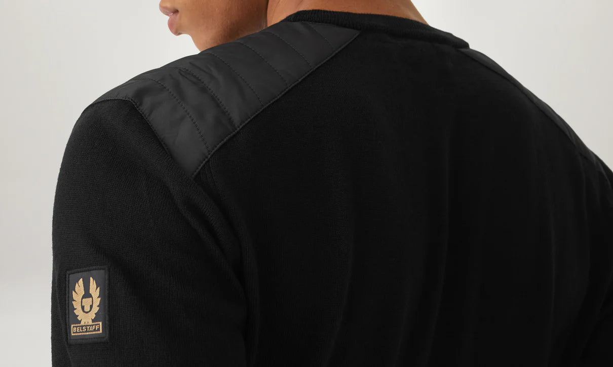 BELSTAFF KERRIGAN CREW NECK MERINO WOOL JUMPER BLACK RRP £175 BNWT