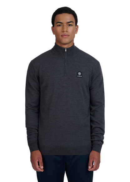 SANDBANKS FINE GAUGE QUARTER ZIP BADGE LOGO JUMPER GREY 4XL RRP £175 BNWT