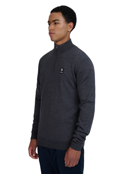 SANDBANKS FINE GAUGE QUARTER ZIP BADGE LOGO JUMPER GREY 4XL RRP £175 BNWT