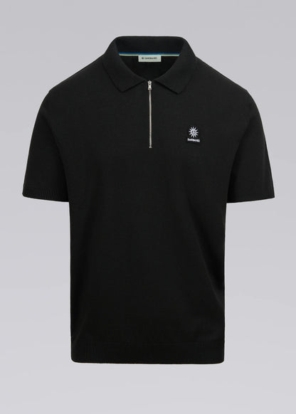 SANDBANKS ZIP UP KNITTED COTTON POLO SHIRT BLACK RRP £140 BNWT