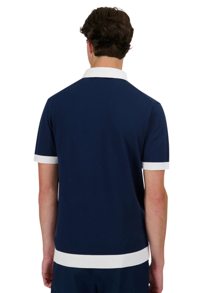 SANDBANKS 3 BUTTON FRONT KNITTED POLO POLO SHIRT NAVY BNWT