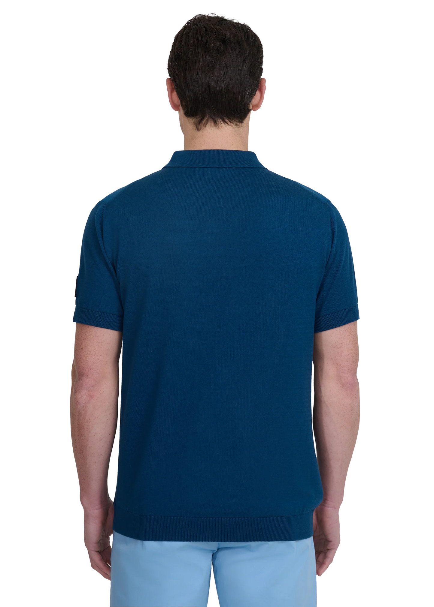 SANDBANKS VERICAL STRIPE ZIP UP KNITTED COTTON POLO SHIRT NAVY RRP £160 BNWT