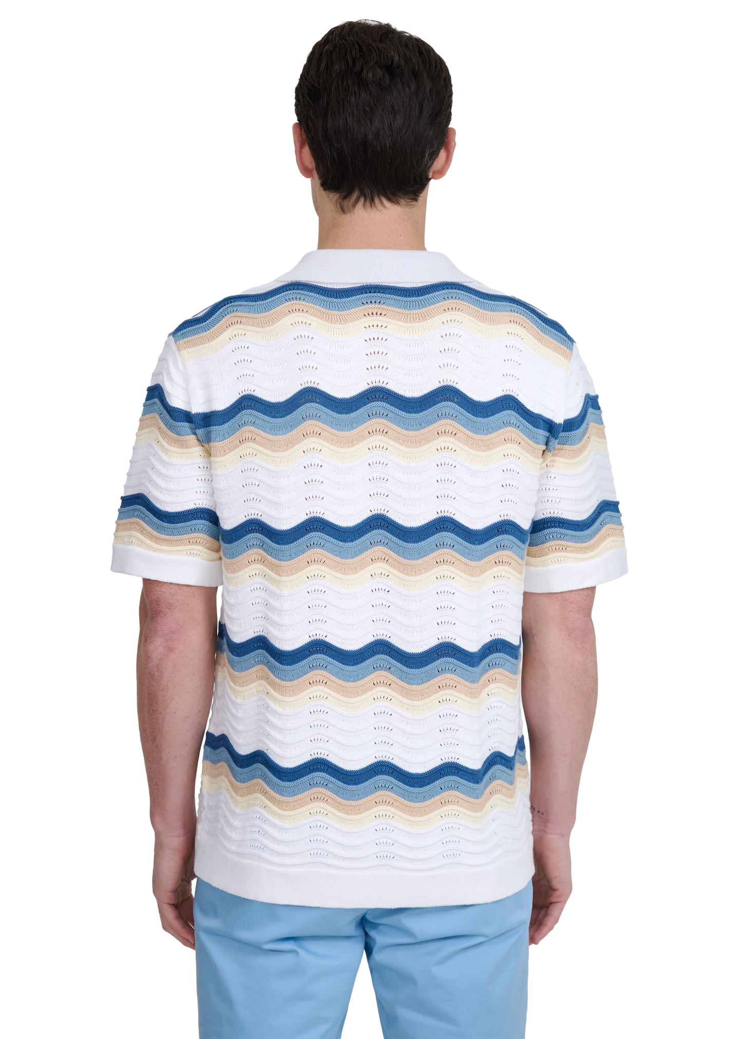 SANDBANKS CROCHET WAVE KNITTED COTTON SHIRT TRI-COLOUR RRP £175 BNWT