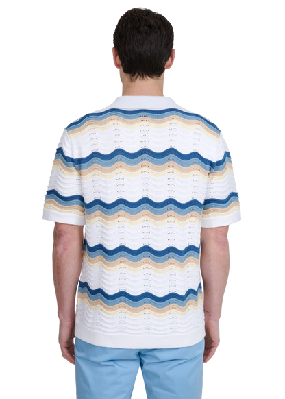 SANDBANKS CROCHET WAVE KNITTED COTTON SHIRT TRI-COLOUR RRP £175 BNWT