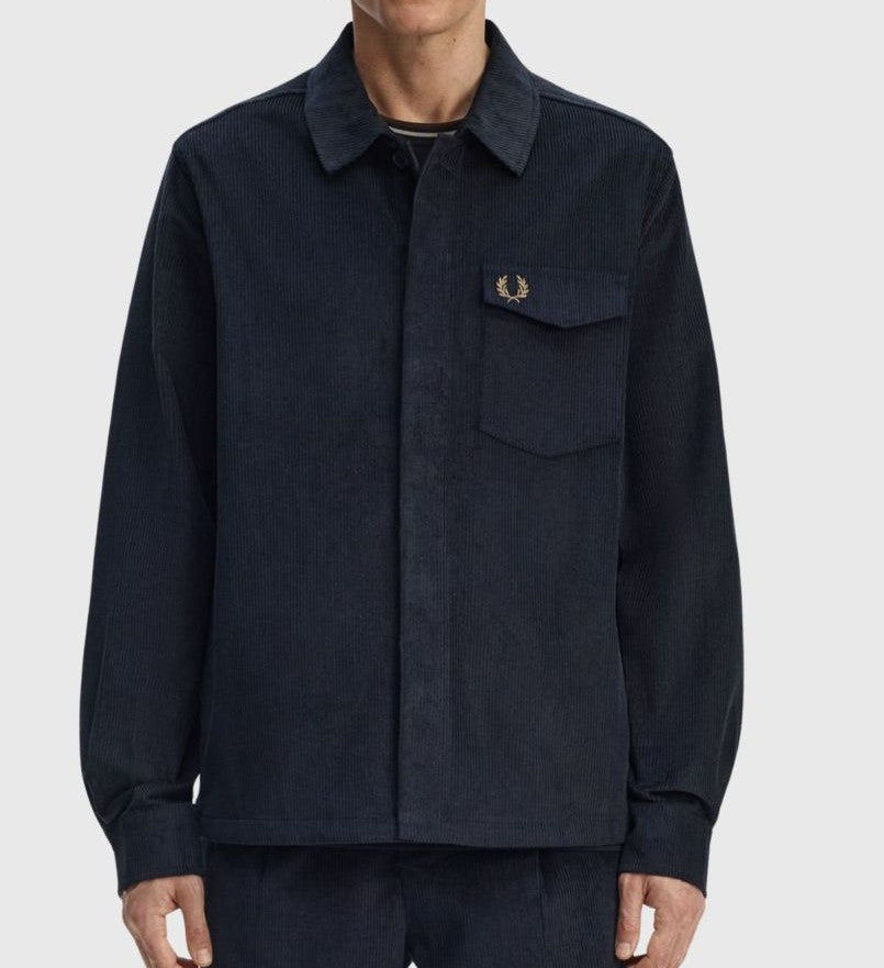 FRED PERRY CORDUROY OVERSHIRT JACKET NAVY BLUE LARGE RRP £160 BNWT
