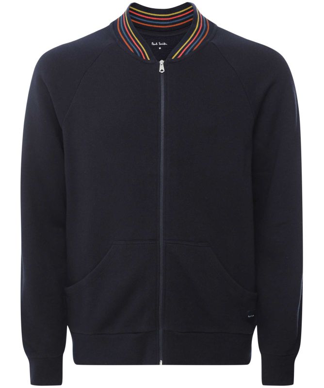 PAUL SMITH ARTIST STRIPE COTTON FULL ZIP BOMBER SWEATSHIRT NAVY 2XL RRP £155 NEW