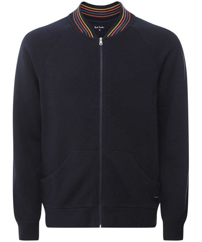 PAUL SMITH ARTIST STRIPE COTTON FULL ZIP BOMBER SWEATSHIRT NAVY 2XL RRP £155 NEW