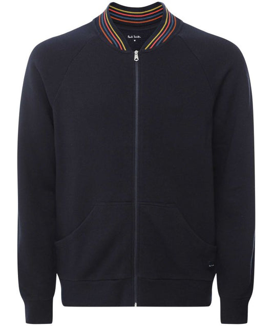 PAUL SMITH ARTIST STRIPE COTTON FULL ZIP BOMBER SWEATSHIRT NAVY 2XL RRP £155 NEW