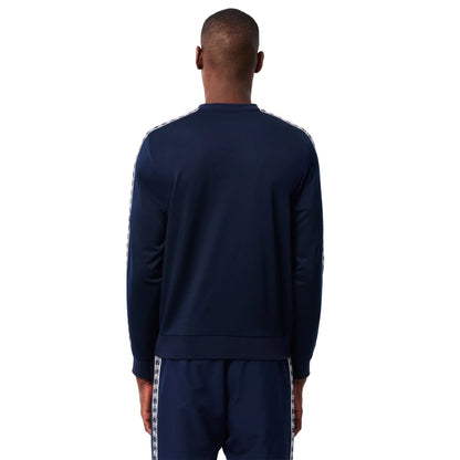 LACOSTE TAPE CREW NECK JACQUARD INTERLOCK SWEATSHIRT NAVY BLUE 2XL RRP £125 BNWT