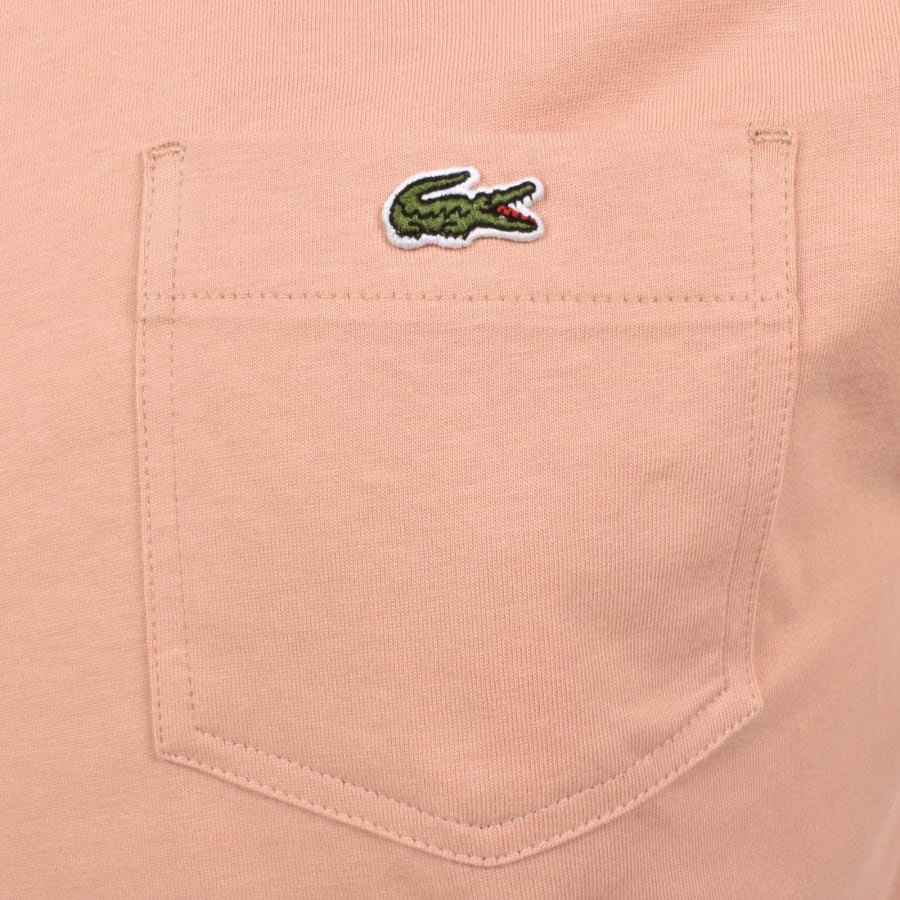 LACOSTE CREW NECK CROC LOGO COTTON POCKET T-SHIRT PINK SIZE (7) 2XL RRP £55 BNWT