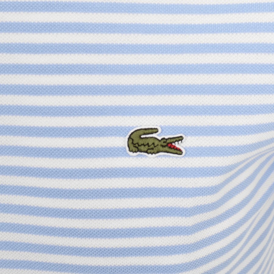 LACOSTE PIQUE COTTON FINE STRIPED POLO SHIRT WHITE/BLUE RRP £105 BNWT