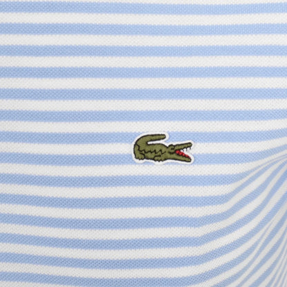 LACOSTE PIQUE COTTON FINE STRIPED POLO SHIRT WHITE/BLUE RRP £105 BNWT