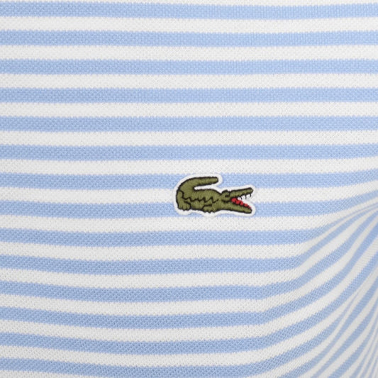 LACOSTE PIQUE COTTON FINE STRIPED POLO SHIRT WHITE/BLUE RRP £105 BNWT