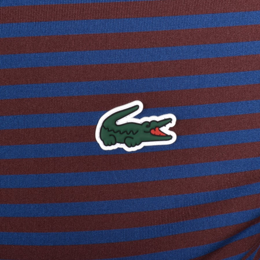 LACOSTE SPORT STRETCHY POLYESTER POLO SHIRT BLUE/RED STRIPES RRP £105 BNWT