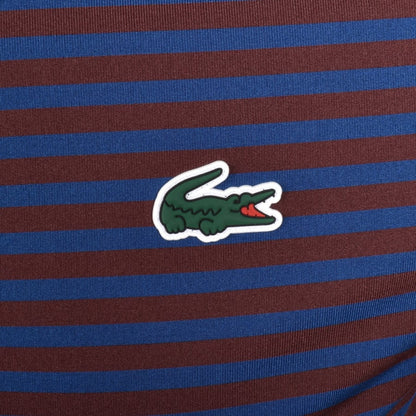 LACOSTE SPORT STRETCHY POLYESTER POLO SHIRT BLUE/RED STRIPES RRP £105 BNWT