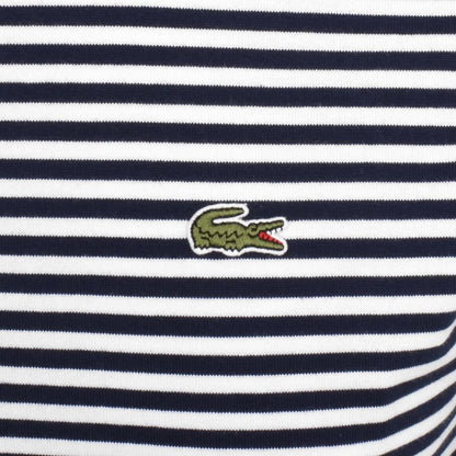 LACOSTE HEAVY COTTON STRIPED T-SHIRT NAVY BLUE/WHITE SIZE RRP £65 BNWT